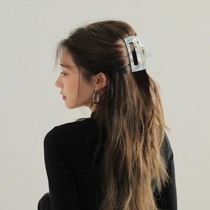 7.5cm Colorful Resin Tortoise Stripe Rectangle <b>Hair</b> <b>Claws</b> Clips for Women <b>Hair</b> Grab <b>Hair</b> Accessories - Product Image 3