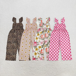 Combinaison pour enfant fille Longlv, salopette à imprimé écossais sans manches, barboteuse décontractée d'été à jambes larges - Product Image 1