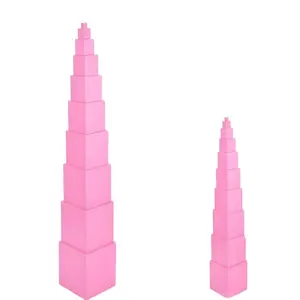 Sell Kids Learning Pink Tower Montessori Math Material Didact Educational Wooden Teaching Aids Toy Set In China