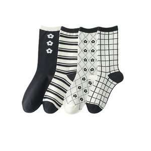 Women Striped Cotton <b>Socks</b> Spring Autumn Thin Casual Sports <b>Socks</b> Versatile College Style Mid Tube Trendy <b>Socks</b> - Product Image 1