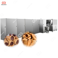 Équipement de cuisson à haute efficacité Machine de cône de gaufre de crème glacée Ligne de tasse de gaufre de cône de sucre roulé avec gaine