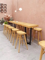 Meubles commerciaux de style rustique rétro Table de bar de cuisine de restaurant en bois et métal pour le dîner