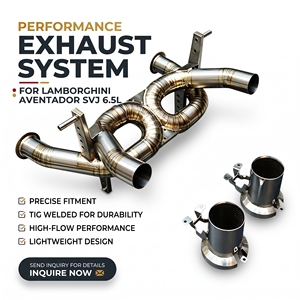 Échappement de course Vortex Titanium Dual Loop pour Aventador SVJ 6.5L, avec tuyaux de sortie en maille à courbures coupées, haute performance, soudé TIG - Product Image 1