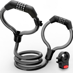 Candado de Cable de Acero con Combinación <span class=keywords><strong>Antirrobo</strong></span> de 4 Dígitos, Candado de Doble Cabeza Tipo Esposas para Patinete Eléctrico con Soporte para <span class=keywords><strong>Bicicleta</strong></span> Eléctrica - Product Image 5