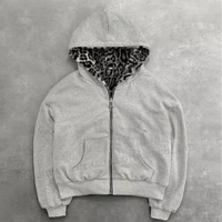 Veste à capuche pour hommes personnalisée éclaboussures de peinture avec fermeture éclair en haut de la neige fourrure imprimé Boxy guépard léopard surdimensionné double couche sweat à capuche réversible