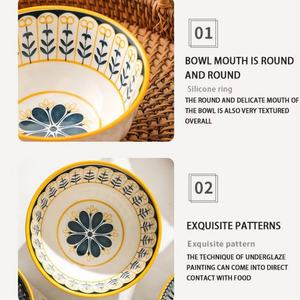 Tazón de Cerámica China con Estampado Retro Nórdico, 4.5 Pulgadas, Porcelana Bajo Vidriado, Apto para Lavavajillas, Ecológico, para Comedor, Hogar y <span class=keywords><strong>Restaurante</strong></span> - Product Image 2