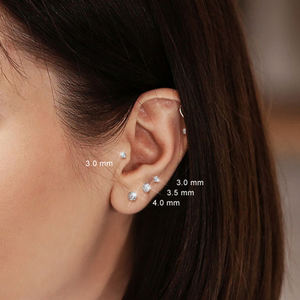 Diamants naturels de 0,065 ct à 0,23 ct, or 14 carats, clous à pression plats pour cartilage, tragus, lèvre, <span class=keywords><strong>nez</strong></span>, bijoux de <span class=keywords><strong>piercing</strong></span> - Product Image 5