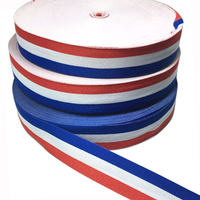 OKAY Ruban à rayures de drapeau de pays rouge blanc bleu pour ruban gros-grain en polyester à rayures classiques de qualité médaille