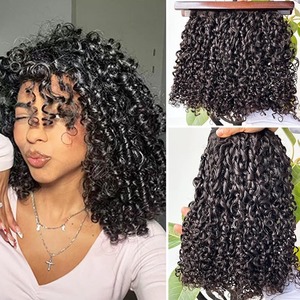 Pixie xoăn tóc con người bó dệt phần mở rộng 100% chưa qua chế biến tóc Trinh Nữ extensions15a đôi sợi ngang cho phụ nữ da đen - Product Image 4