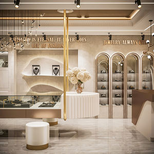 ห้างสรรพสินค้าแฟชั่นบูติกสั่งทำร้านเครื่องประดับการออกแบบตกแต่งภายในไฟ LED ติดผนังตู้โชว์เครื่องประดับ - Product Image 3