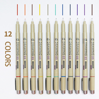 Ensemble de stylos à encre permanente professionnels à pointe fine, multicolores, compatibles avec le papier, stylos d'art, papeterie