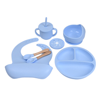 Ensemble d'alimentation pour tout-petits en silicone certifié CE CPC, 7 pièces, sans BPA, pour l'autonomie alimentaire du bébé, vaisselle pour enfants, tasse à collation avec paille pour nourrissons et enfants