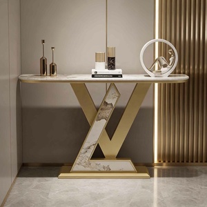 <span class=keywords><strong>Console</strong></span> d'entrée de style italien, luxe léger, avec plateau en pierre, rangement ouvert, design moderne et épuré, mobilier de maison - Product Image 1