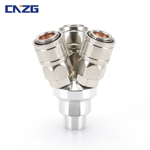 Raccord rapide SMY à verrouillage automatique de type C, connecteur de compresseur d'air à 2 voies SMV, accessoires, pièces pneumatiques à filetage externe - Product Image 1