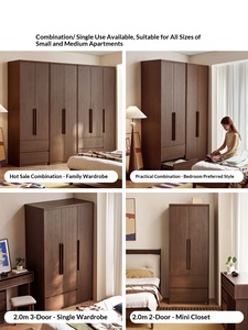Armoire suspendue grande taille en bois écologique, style nordique mi-siècle, pour chambre <span class=keywords><strong>à</strong></span> coucher, meuble de rangement personnalisable - Product Image 4