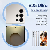 Smartphone Android 14 S25 Ultra de haute qualité, 7,3 pouces, 16 Go + 1 To, 5G LTE CDMA débloqué, Deca Core Snapdragon 800, appareil photo arrière 108 MP, écran QHD AMOLED, version allemande
