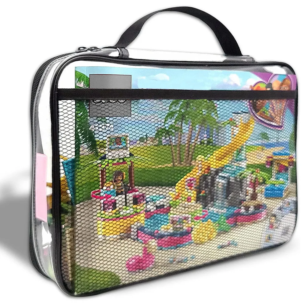 Su geçirmez oyuncak organizatör çanta 6 Packs PVC fermuarlı blokları Set depolama organizatör kılıfı ile fermuarlı tahta oyunları seyahat için