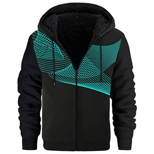Sweat-shirt à capuche zippé noir pour homme avec impression personnalisée, en molleton, décontracté, pour l'automne, coupe classique - Product Image 1