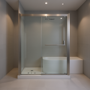 Porta Doccia Scorrevole con Telaio in Vetro Temperato da 5/16 Pollici, Finitura Nichel Spazzolato, Design Minimalista Rettangolare - Product Image 2