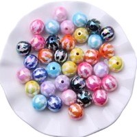 16mm Coloré Rond Lâche Acrylique Solide Impression Zig Zab UV AB Perles Brillantes pour Chunky Collier Perlable Stylo Fabrication de Bijoux