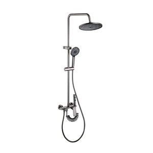 Pommeau de douche mural moderne en acier inoxydable à double poignée avec barre coulissante, puissant et innovant pour salle de bain - Product Image 1