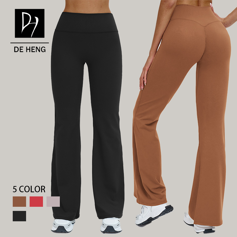 2026 Custom Sports Yoga Fitness Flared High Waist Lady One Piece High Quality Gym Workout Leggings For Women