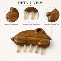 Peigne de massage du cuir chevelu en bois de santal vert naturel, masseur de méridiens pour la tête, 9,4*6,6*1,9 cm