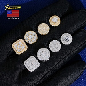 <span class=keywords><strong>Orecchini</strong></span> a Perno in Moissanite 10mm 11mm, Placcati in <span class=keywords><strong>Oro</strong></span> <span class=keywords><strong>Vero</strong></span>, Stile Hip Hop, Argento 925, Disponibili in Magazzino Locale Americano - Product Image 1