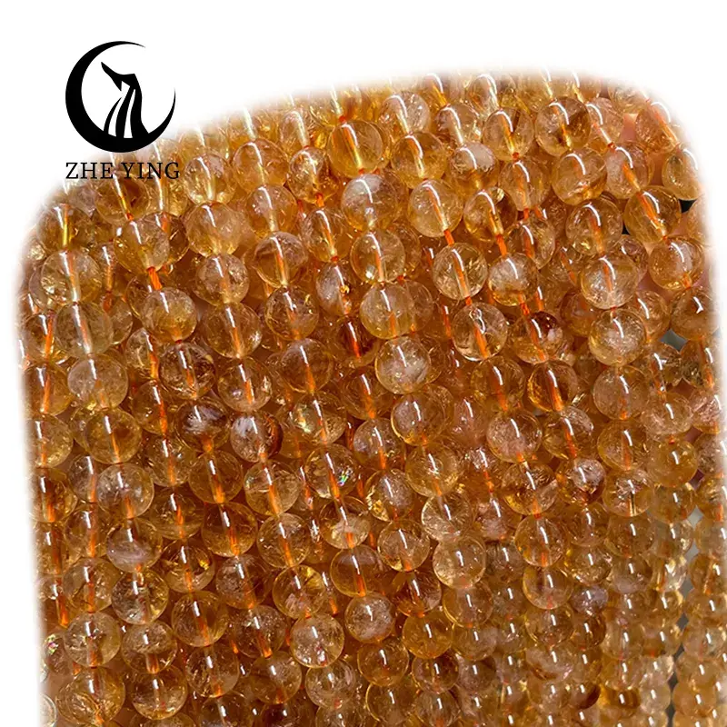 Zhe Ying Natural Citrine Beads 8mm 6mm 10mm 100% Natural Stone Beads gemstone Loose healing crystal beads citrine