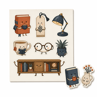 Autocollants découpés Little Bookshop - Pack d'autocollants décoratifs Kawaii personnalisés pour lecture confortable DIY