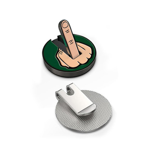 <b>Golf</b> Mark 25mm Round Coin Marker With Middle Finger Magnetic <b>Golf</b> Hat Clip Emerald Green Iron Material - Product Image 1