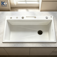 Évier de cuisine moderne blanc PVD Nano à drainage rapide, disponible en stock