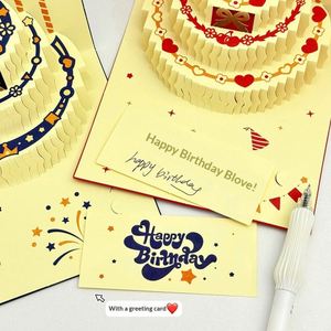 Tarjeta de Felicitación Creativa con Diseño de Pastel y Mariposas en 3D, con Sobre, Regalo de Cumpleaños - Product Image 2