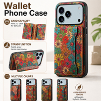 Étui portefeuille en liège rétro pour téléphone Denior avec imprimé floral, compatible avec les séries Apple 17/16/15/14/13/12