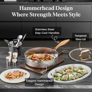 Ensemble de casseroles de luxe haut de gamme en acier inoxydable pour la cuisine domestique, avec marmites antiadhésives, poêles en verre amovibles et poêle à sauter - Product Image 6