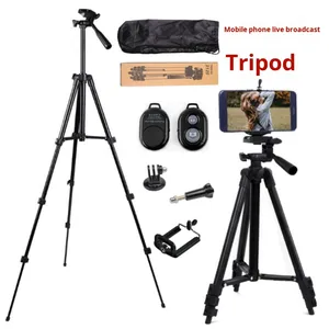 Trépied en alliage d'aluminium pour projecteur, <span class=keywords><strong>support</strong></span> de téléphone portable pour diffusion en direct, 3 sections, <span class=keywords><strong>support</strong></span> pour <span class=keywords><strong>appareil</strong></span> <span class=keywords><strong>photo</strong></span> reflex numérique, extensible jusqu'à 1680 mm, pliable, anti-bulles - Product Image 3