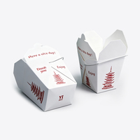 Caja de Papel Moderna y Minimalista para Alimentos, Envase Desechable Ligero para Llevar con Asa Ergonómica de Alambre para Comidas Rápidas Urbanas