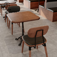 Chinois Chine Carré Café Commercial Bois En Cuir Café Restaurant Meubles Banc Canapé Cabine Sièges Table Chaise Ensemble
