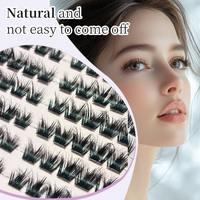 Extensions de cils individuels DIY en grappe, type éventail plume, 12-16mm, base 6mm, 10 rangées, avec colle, fixateur et pince à épiler