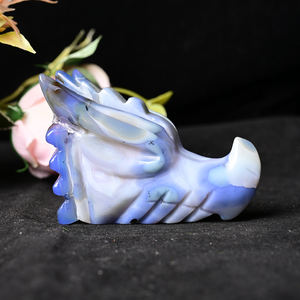 Têtes de dragon en agate bleue géode naturelle en gros pour la décoration - Product Image 5