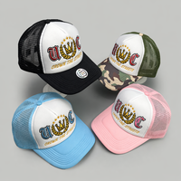 Ensemble de 4 casquettes trucker unisexe avec couronne dorée, en maille, ajustables, style streetwear, hip-hop, pêche, extérieur, personnalisables, tendance