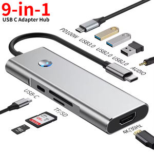 9 En 1 puertos <span class=keywords><strong>USB</strong></span> 3,0 100W PD tipo <span class=keywords><strong>C</strong></span> estación de acoplamiento de carga rápida 4K 60Hz para Puerto HDMI TF/SD adaptador de Audio <span class=keywords><strong>USB</strong></span> <span class=keywords><strong>C</strong></span> Hub para ordenador portátil - Product Image 1