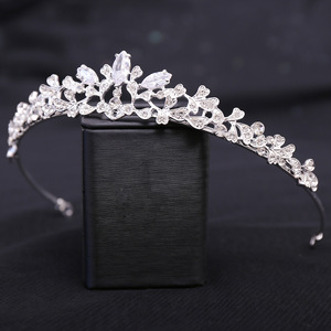 Diadème de Mariage É<span class=keywords><strong>l</strong></span>égant en Cristal Doré <span class=keywords><strong>Marquise</strong></span>, Couronne Nuptiale Romantique en Forme de Feuille, Coiffe Vintage Florale en Strass pour Mariées et Bals de Promo - Product Image 1