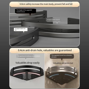 Gun Ash Bathroom <b>Shelving</b> Perforation-free Wall-mounted Toilet Wash Station Bathroom Triangle Corner Bathroom Storage - Product Image 4