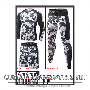 ชุดรัดกล้ามเนื้อ MMA พิมพ์ลายดิจิตอลตามสั่ง 4 ชิ้น ผ้าสแปนเด็กซ์/ไนลอน แขนยาว ชุดกิโมโนผู้ชาย สำหรับยิวยิตสู มวยไทย กางเกงขาสั้น BJJ - Product Image 2