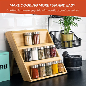 Wholesale <strong>Bamboo</strong> Spice Rack Wood Organizer <strong>Kitchen</strong> Rectangle 3 Tier <strong>Cabinet</strong> Free-Standing Wooden <strong>Kitchen</strong> Storage Spice Racks - Product Image 6