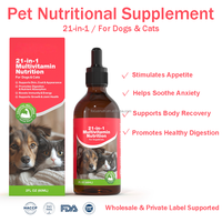 Gouttes multivitaminées 21-en-1 pour chiens et chats, glucosamine, curcuma, absorption rapide naturelle, stimulant d'appétit sûr, complément alimentaire contre l'anxiété pour animaux de compagnie