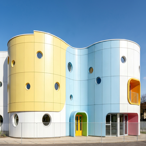 Colored fluorocarbon aluminum veneer for school exterior walls, curved aluminum plate with irregular shape, customized aluminum - Product Image 1