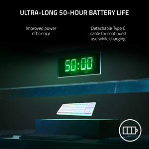 Teclado Inalámbrico para Juegos <span class=keywords><strong>Razer</strong></span> DeathStalker V2 Pro TKL, Interruptores <span class=keywords><strong>Ópticos</strong></span> de Bajo Perfil, Lineales, Rojos, Inalámbricos HyperSpeed - Product Image 4