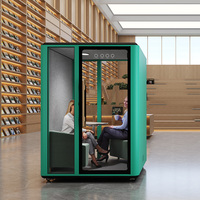 Cabine Acoustique de Bureau pour Deux Personnes, Pod de Réunion Insonorisé, Verre Trempé, Cabine Mobile avec Roulettes